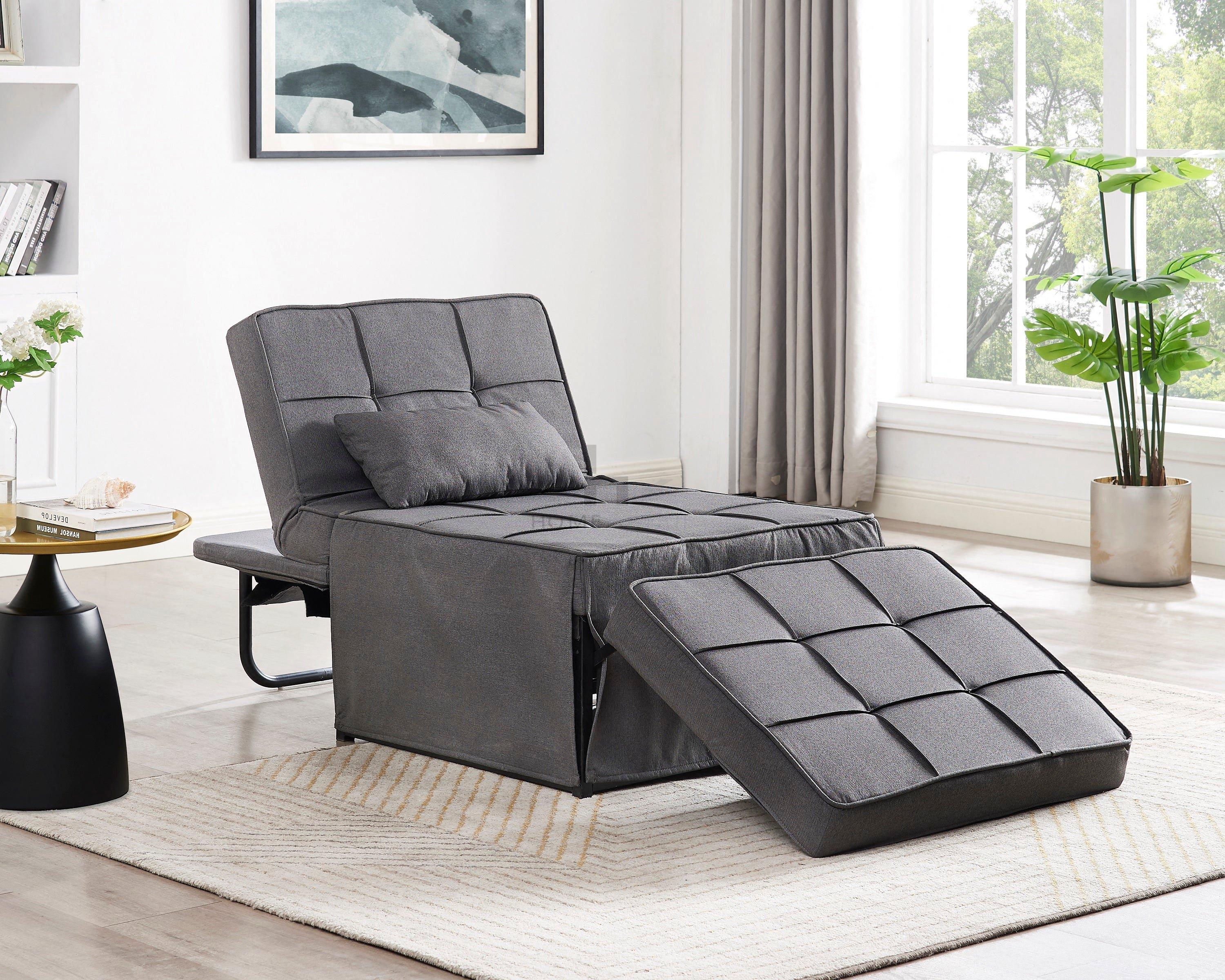 Oscar Single Chair Ottoman Sofa Bed With Chaise Feature and Matching Cushion